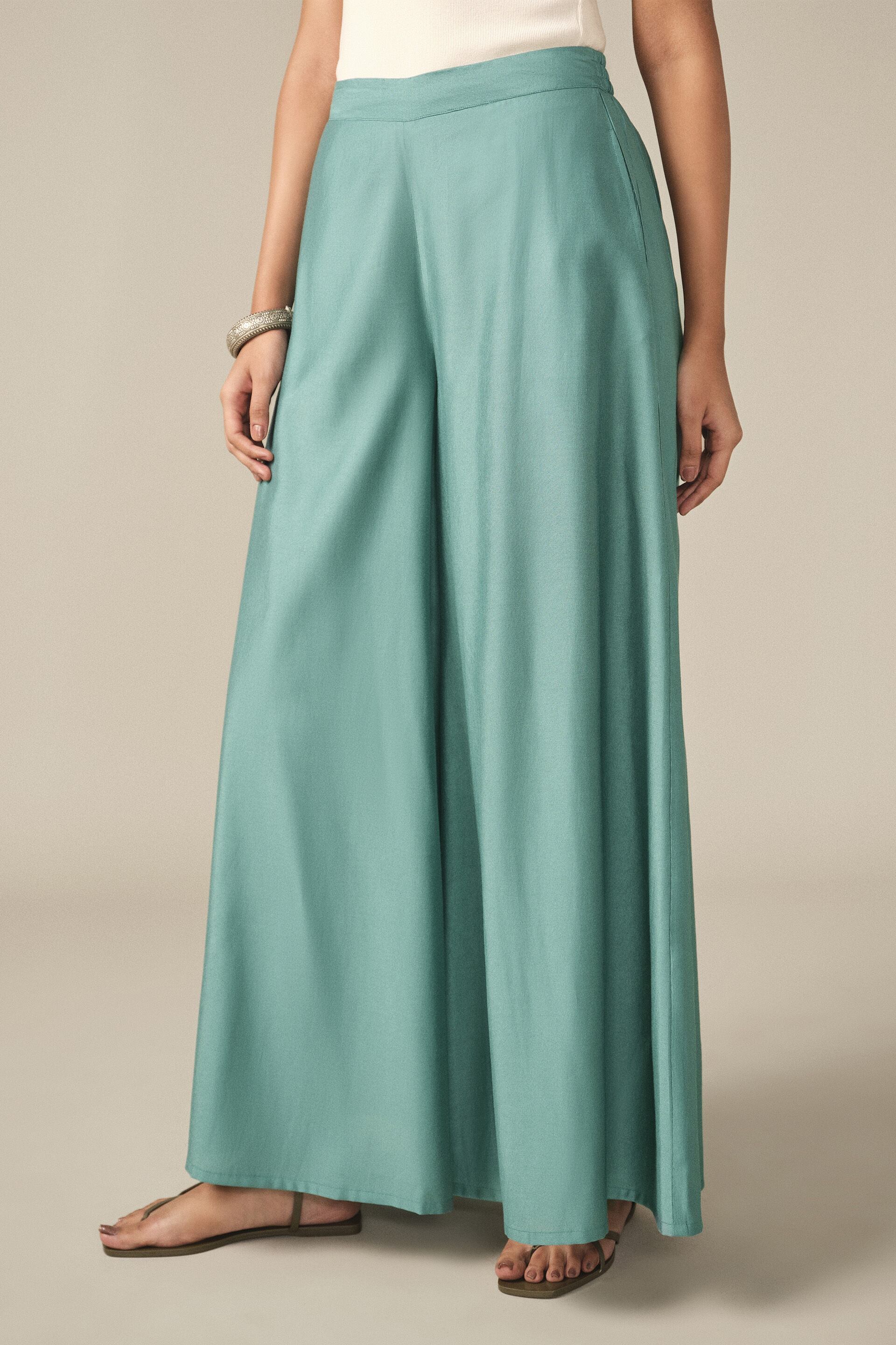 Wide-leg Pants in Teal, Teal, image 2